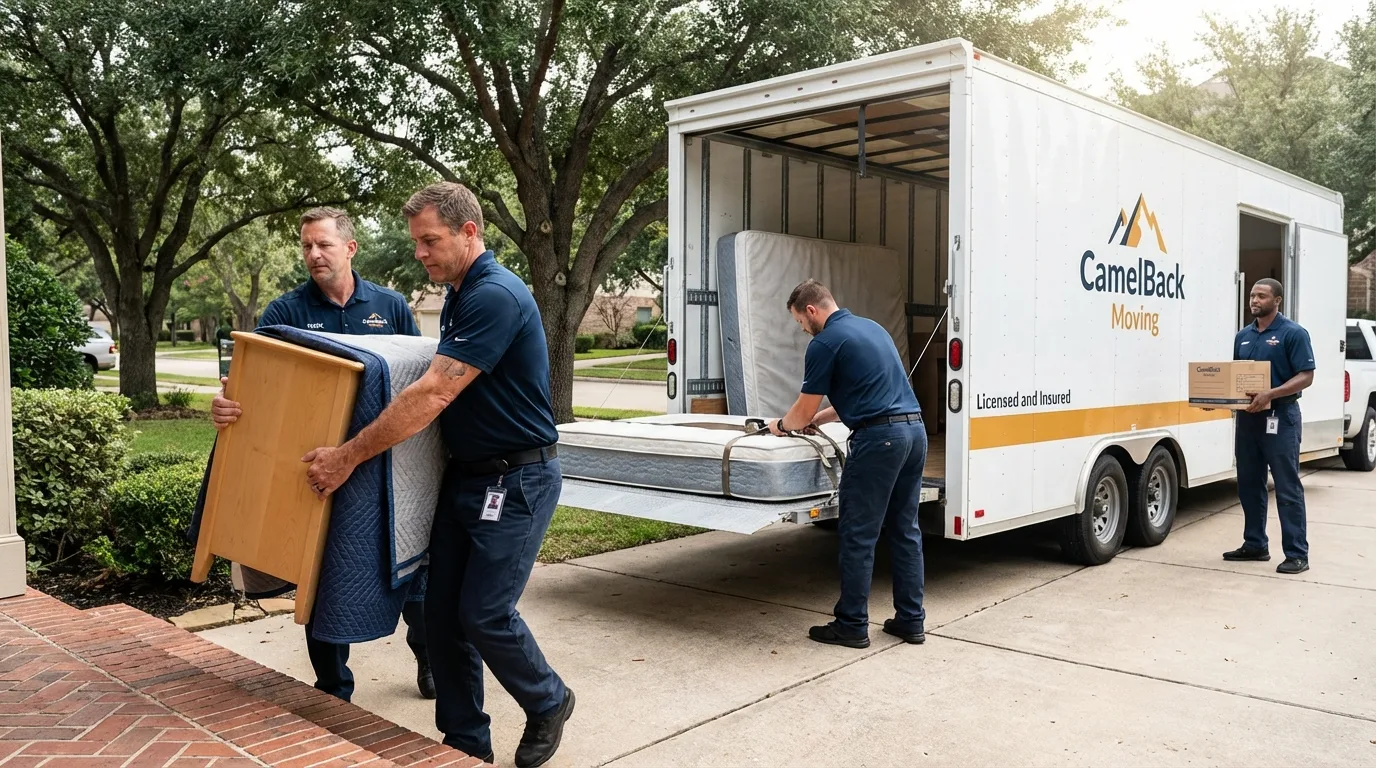 Crew loading residential truck for cross-state move from Raymond, MS