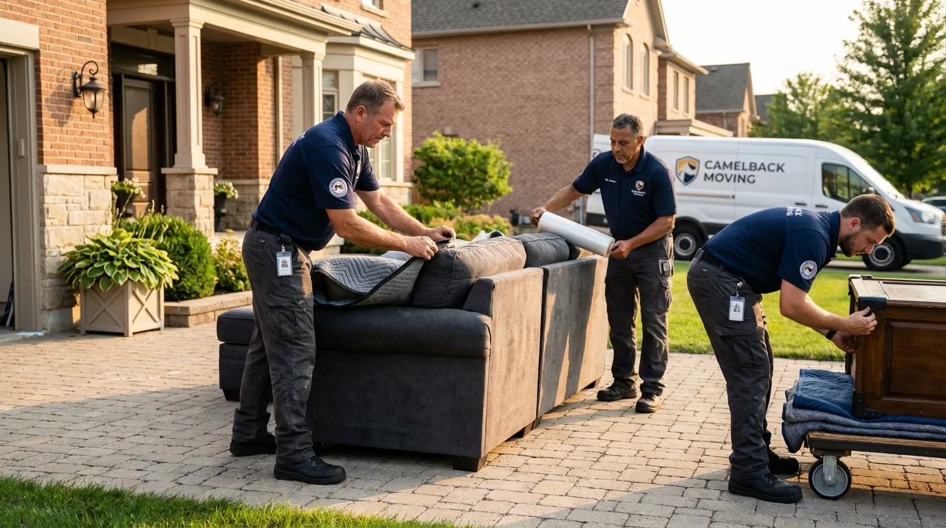 Large estate moving crew wrapping furniture in Raymond, MS