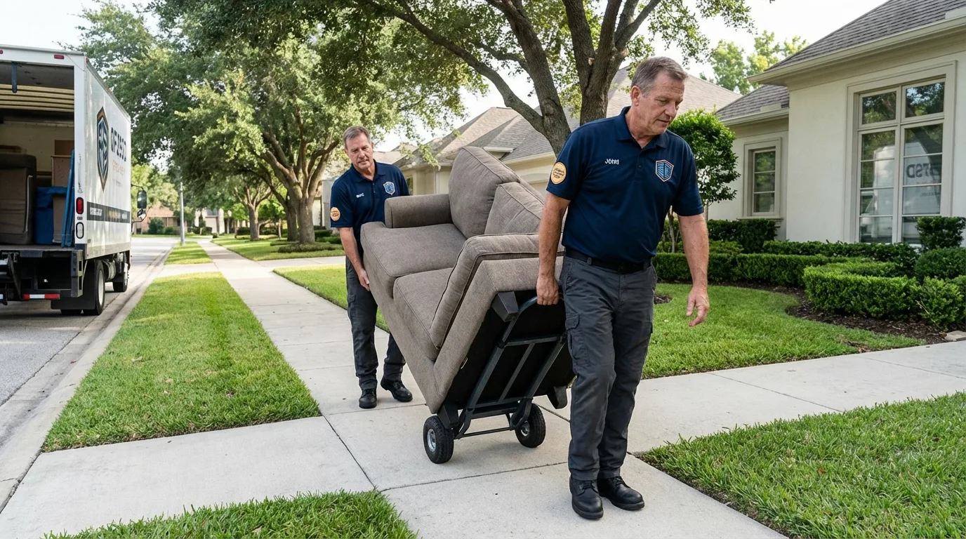 Local residential moving crew loading furniture in Raymond, MS